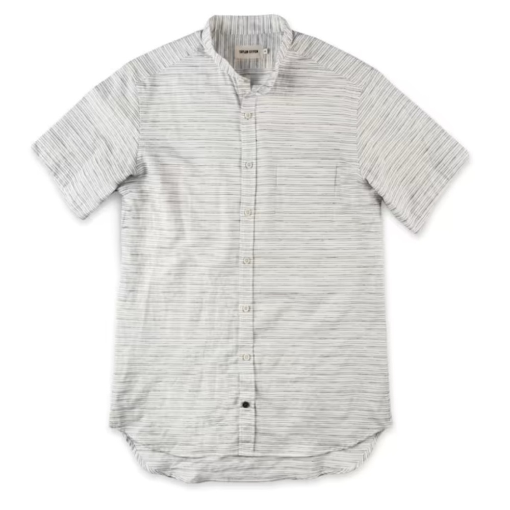 The Bandit shirt in white and navy slub stripe - 42